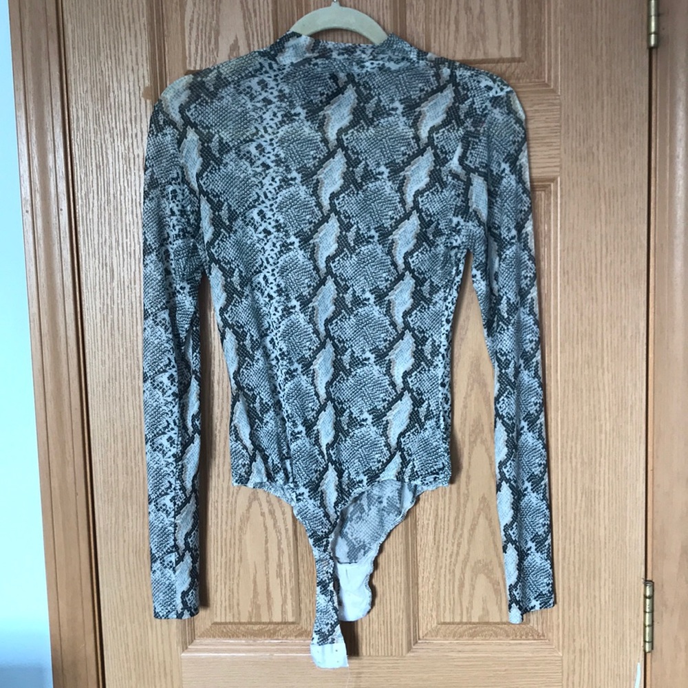 Gray snake skin mash bodysuit